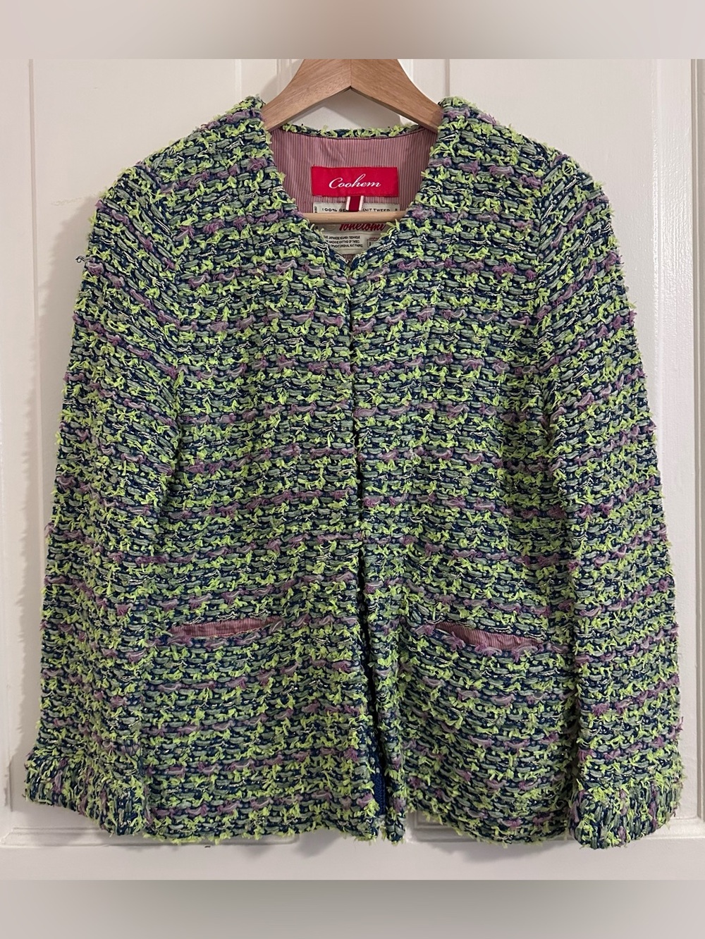 Coohem Tweed Jacket Cottoj Linen Green Size 38 Small